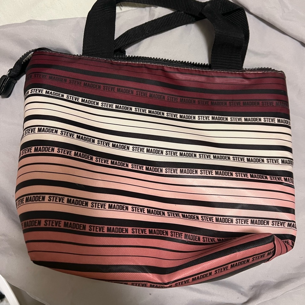 Steve Madden Burgundy and Pink Striped Tote